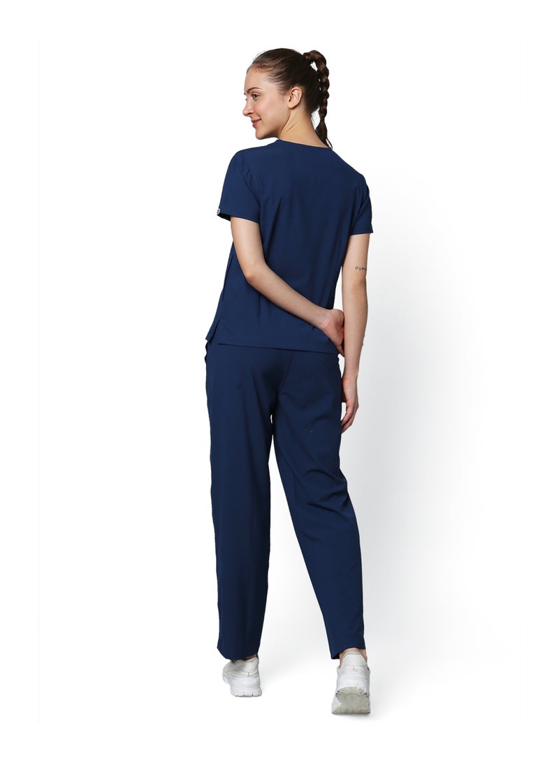 KNYA Ecoflex Women's Scrub suit | 5 Pocket | 4 Way stretch | Athleisure Work Wear |For Doctors(L, NAVY BLUE) - Image 2